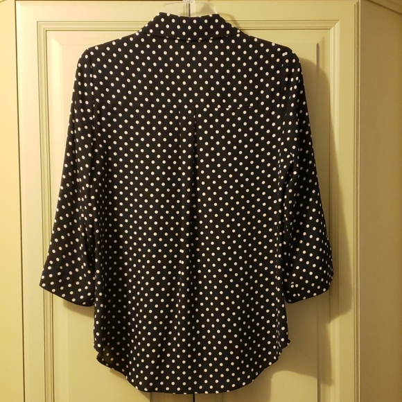BCX Polka Dot 3/4 Sleeved Blouse, Size Small - Picture 4 of 4
